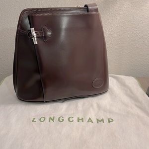 Longchamp Vintage Brown Leather Shoulder Bag
